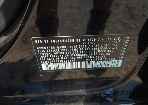 2018 Volkswagen Jetta 1.4T Se/1.4T Wolfsburg Edition from USA, damaged, VIN 3VWDB7AJ3JM256639